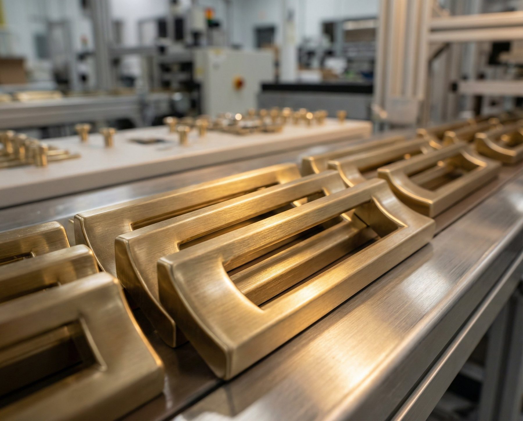 Herrajes brushed brass fabricados en Dongguan